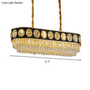 GobekUsa Faceted Crystal Oval Pendant Light in Black & Gold for Dining Room Island - 10 Heads
