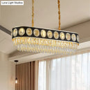 GobekUsa Faceted Crystal Oval Pendant Light in Black & Gold for Dining Room Island - 10 Heads