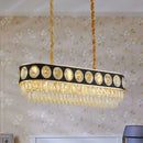 GobekUsa Faceted Crystal Oval Pendant Light in Black & Gold for Dining Room Island - 10 Heads