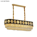 GobekUsa Faceted Crystal Oval Pendant Light in Black & Gold for Dining Room Island - 10 Heads