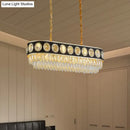 GobekUsa Faceted Crystal Oval Pendant Light in Black & Gold for Dining Room Island - 10 Heads