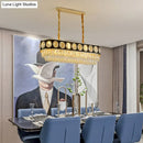 GobekUsa Faceted Crystal Oval Pendant Light in Black & Gold for Dining Room Island - 10 Heads