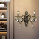 GobekUsa Faceted Crystal Finial Black and Gold Sconce Candlestick - Nordic Wall Light with 2 Lights