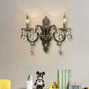 GobekUsa Faceted Crystal Finial Black and Gold Sconce Candlestick - Nordic Wall Light with 2 Lights