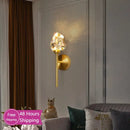GobekUsa Crystal Gold LED Wall Sconce for Bedroom Living Room Hotel Hallway