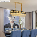 GobekUsa Faceted Crystal Oval Pendant Light in Black & Gold for Dining Room Island - 10 Heads