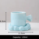 Faceted light blue porcelain coffee mug set kitchen ceramic decor by Decorbites