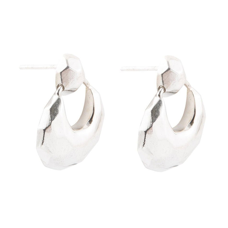 Faceted Sterling Silver Doorknocker Post Earrings