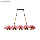 GobekUsa Factory Conical Island Pendant Light in Pink - 5-Light Metal Hanging Lamp Kit for Dining Room