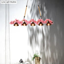 GobekUsa Factory Conical Island Pendant Light in Pink - 5-Light Metal Hanging Lamp Kit for Dining Room