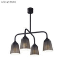 GobekUsa Factory Iron Hanging Pendant Light Fixture - Black Bell, 4 Heads for Kitchen Dinette Island