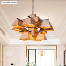 GobekUsa Factory Wood Island Chandelier - Beige Trapezoid Design with Multiple Lighting Options for Dining Room