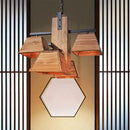 GobekUsa Factory Wood Island Chandelier - Beige Trapezoid Design with Multiple Lighting Options for Dining Room