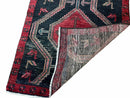 3 X 7 Handmade Wool Tribal Runner Rug Geometric Red Blue Boho Organic Dyes
