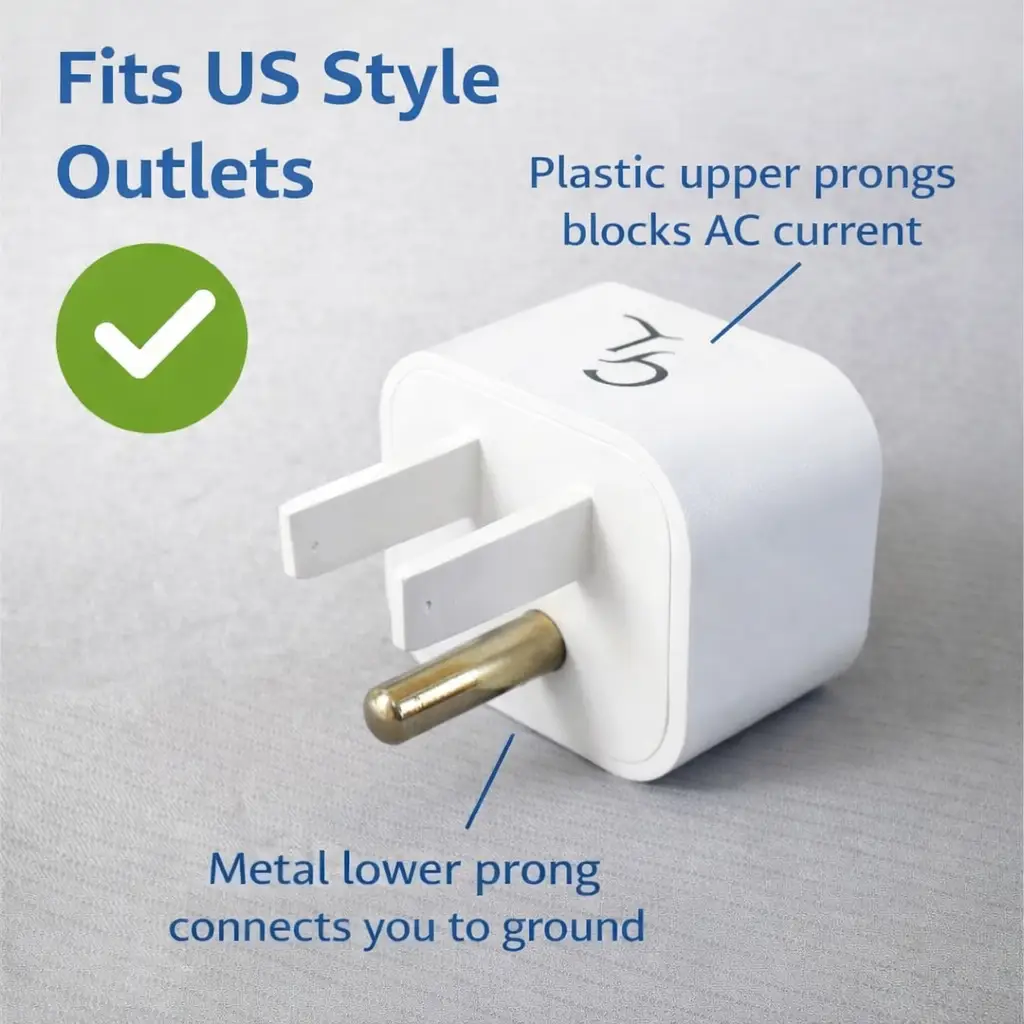 GroundLuxe Grounding Safety Adapter for North American Outlet, photo 3 of 4