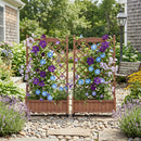 Raised Garden Bed With Trellis 2 Pack, Outdoor Planter Box & Plant Stand With Climbing Racks - Brown