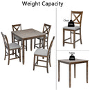 5 Piece Dining Table Set, Wooden Dining Square Table Set For 4 by HouseOfZazla