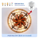 20" Rope Caged Flush Mount Ceiling Fan with Light Kit and Remote Control by HouseOfZazla