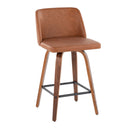 Toriano - Mid Century Modern Fixed Height Counter Stool & Square Footrest (Set of 2) by Unique Piece Furniture