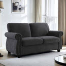 Soft Loveseat, Upholstered 2 Seater Couch, Loose Back Cushions And Turned Legs by HouseOfZazla