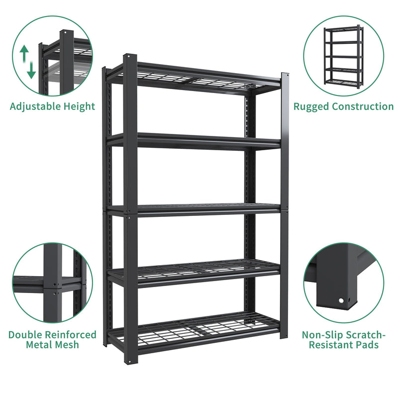 Heavy Duty 5 Tier Adjustable Metal Mesh Storage Rack With 2000 Lbs Capacity - Brushed Nickel, photo 19 of 19