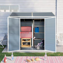 8x4ft Resin Outdoor Storage Shed with Two-Window and Double-Door,Plastic Shed with Floor for Gargen,Patio,Yard,Lawn,Grey