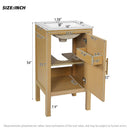 Bathroom Cabinet With Sink, Adjustable Shelf, Soft Closing Hinges - Natural Wood