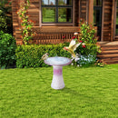 Birdbath For Patio, Garden - White / Pink by HouseOfZazla