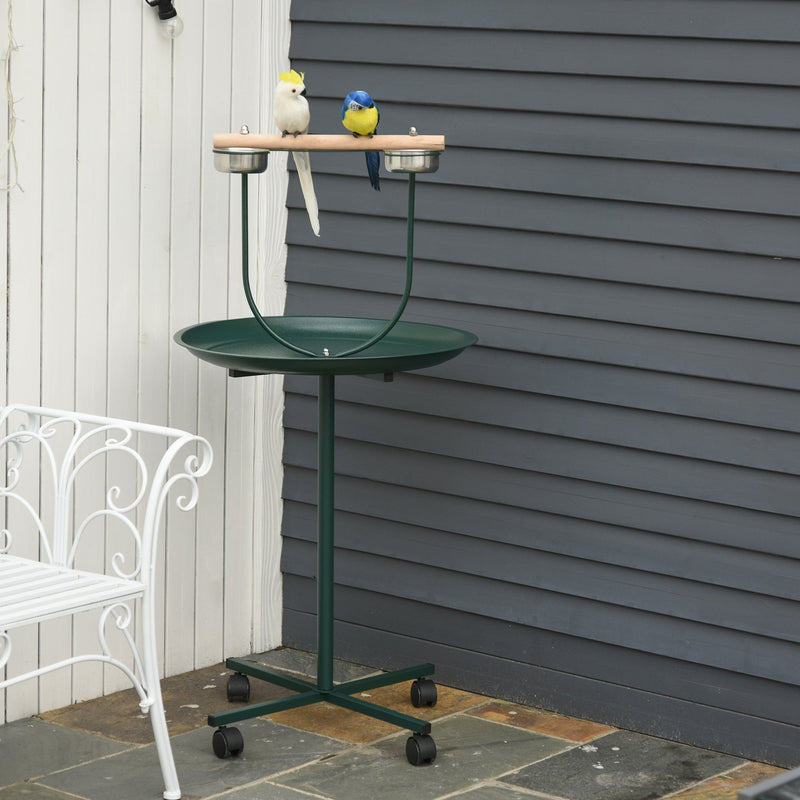 48" Rolling T-Stand Bird Training Activity Playground With Perch