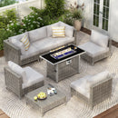 K&K Patio 8-Piece Patio Furniture Set with 43" Fire Pit Table by HouseOfZazla