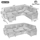 Convertible U-Shaped Sectional Sofa Bed With USB Ports And Storage by HouseOfZazla
