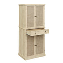 4 Door Storage Cabinet With 1 Drawer And 4 Adjustable Inner Shelves - Natural by HouseOfZazla
