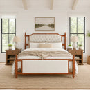 King Size Upholstered Platform Bed with Button Tufted Headboard by HouseOfZazla