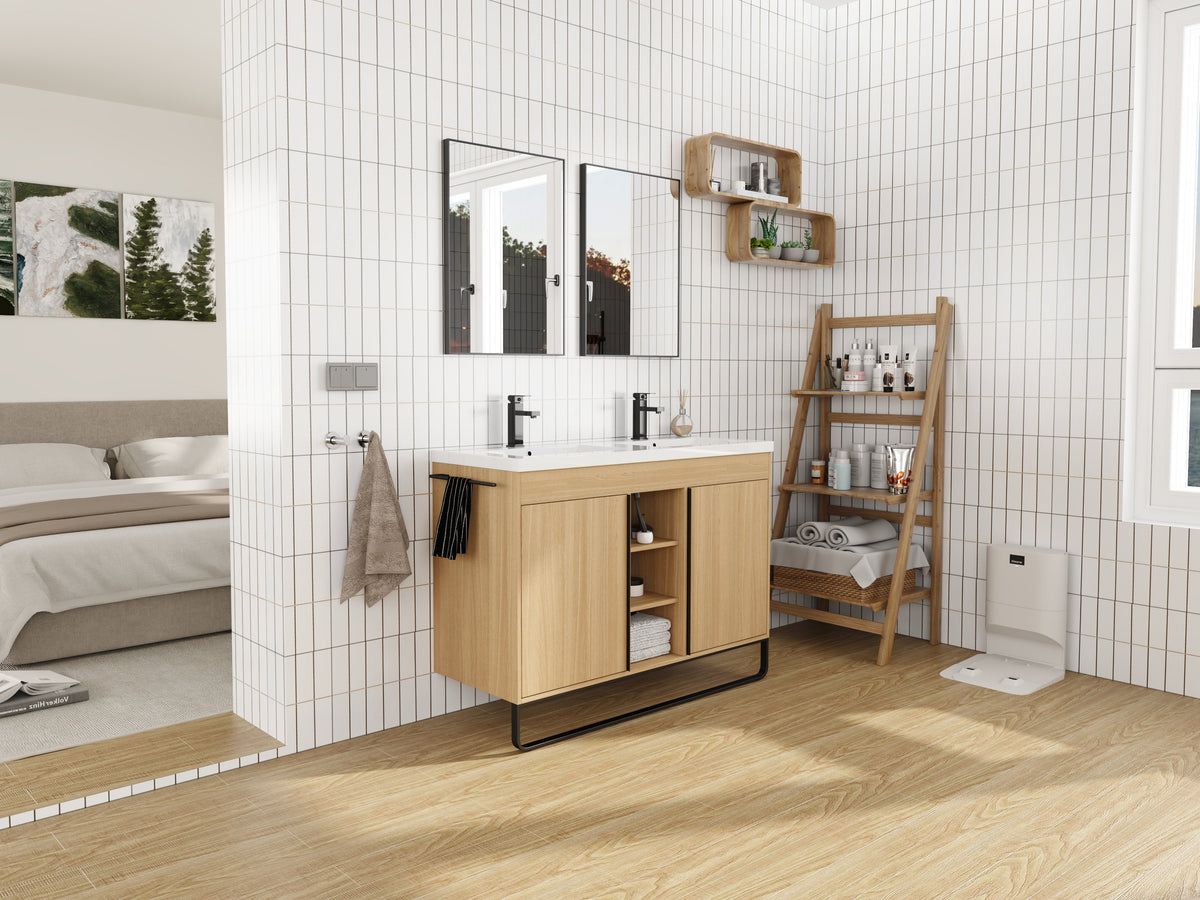 48" Freestanding Bathroom Vanity With Resin Double Sink, photo 7 of 10