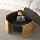 Modern Colorblocked Striped Coffee Table With Flip Top Storage