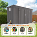 Outdoor Storage Shed, Tool House With Sloping Roof, 6 Vents And 2 Swing Doors For Backyard - Gray by HouseOfZazla