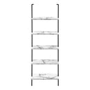 Bookshelf, Bookcase, Etagere, Ladder, 5 Tier, For Office, Marble Look Contemporary & Modern