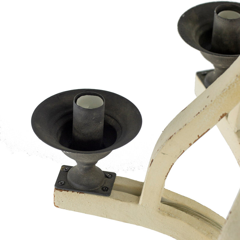 6 - Light Wood Chandelier, Hanging Light Fixture with Adjustable Chain for Kitchen Dining Room Foyer Entryway, Bulb Not Included