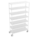7 Tier Standing Shelf Units, 2800 LBS NSF Height Adjustable Metal Garage Storage Shelves with Wheels, Heavy Duty Storage Rack Metal Shelves - Black - 7T-2800LBS-WHITE