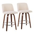 Toriano - Mid-Century Modern Fixed Height Counter Stool With Round Footrest (Set of 2) by HouseOfZazla