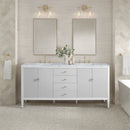 James Martin Myrrin 72" Double Bathroom Vanity, Bright White