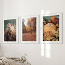 Autumn Farmhouse Prints. Cow, Fall Trees, Pumpkin Decor by Wall Art Set