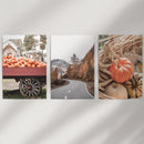 Autumn Pumpkin Set of 3 Prints. Rustic Fall Harvest Decor by Wall Art Set
