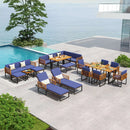 Adjustable Cushioned Patio Chaise Lounge Chair with 4-Level Backrest-Navy by LJGDeals