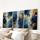 Elegant Navy and Gold Art Set of 3. Contemporary Abstract Prints by Wall Art Set