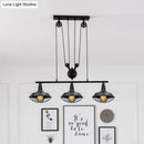 GobekUsa Farmhouse Barn Island Pendant - 3-Light Metallic Pendant Lighting with Cage Shade and Pulley in Black