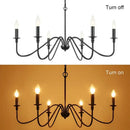 GobekUsa Black 6-Light Chandelier, Wrought Iron Farmhouse Pendant Light, Classic Candle Fixture