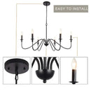 GobekUsa Black 6-Light Chandelier, Wrought Iron Farmhouse Pendant Light, Classic Candle Fixture