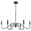 GobekUsa Black 6-Light Chandelier, Wrought Iron Farmhouse Pendant Light, Classic Candle Fixture