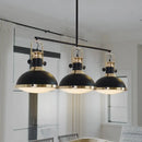 GobekUsa Farmhouse 3-Light Island Pendant with Black Metal Dome Shade for Dining Room Down Lighting